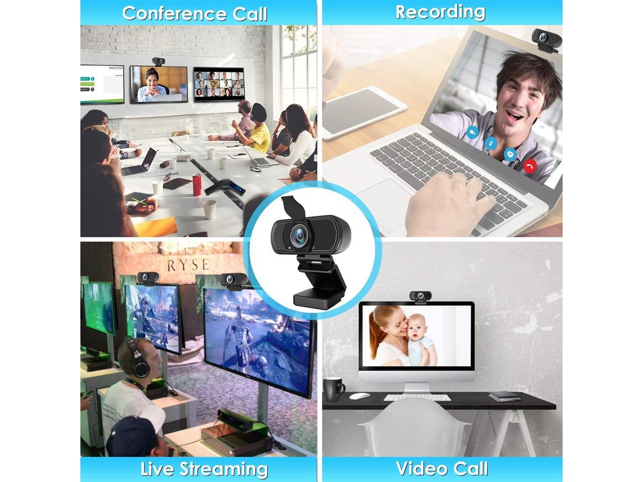 Widescreen USB Computer Camera for PC Mac Laptop Desktop Video Calling Conferencing Recording HD Webcam 1080P with Privacy Shutter and Tripod Stand Webcam Pro Streaming Web Camera with Microphone 