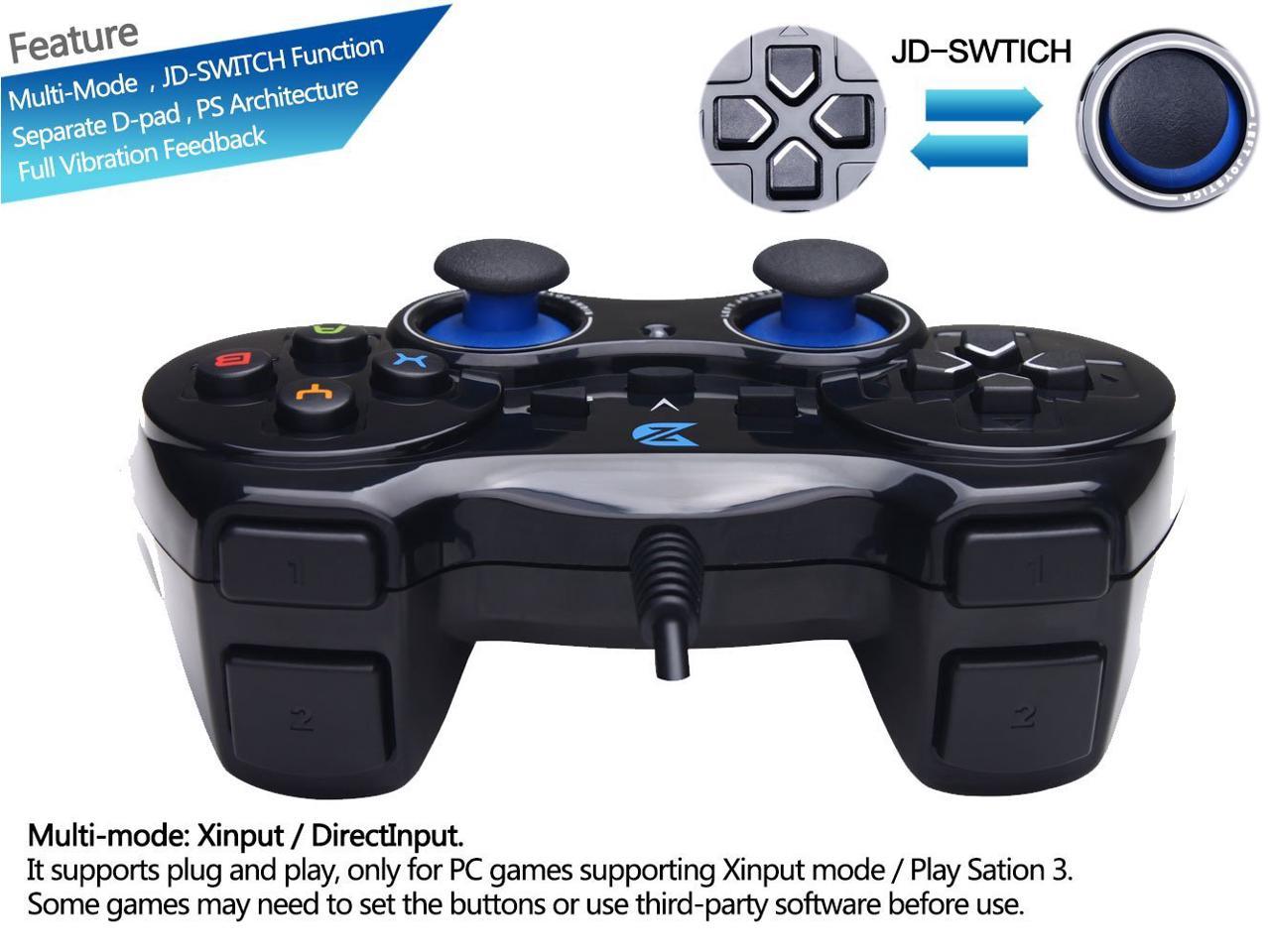 High Performance Usb Wired Gaming Controller Gamepad For Pc Laptop Computer Windows Xp 7 8 10 Ps3 Android Steam Black Xinput Directinput Vibration Feedback Function Jd Swtich Newegg Com