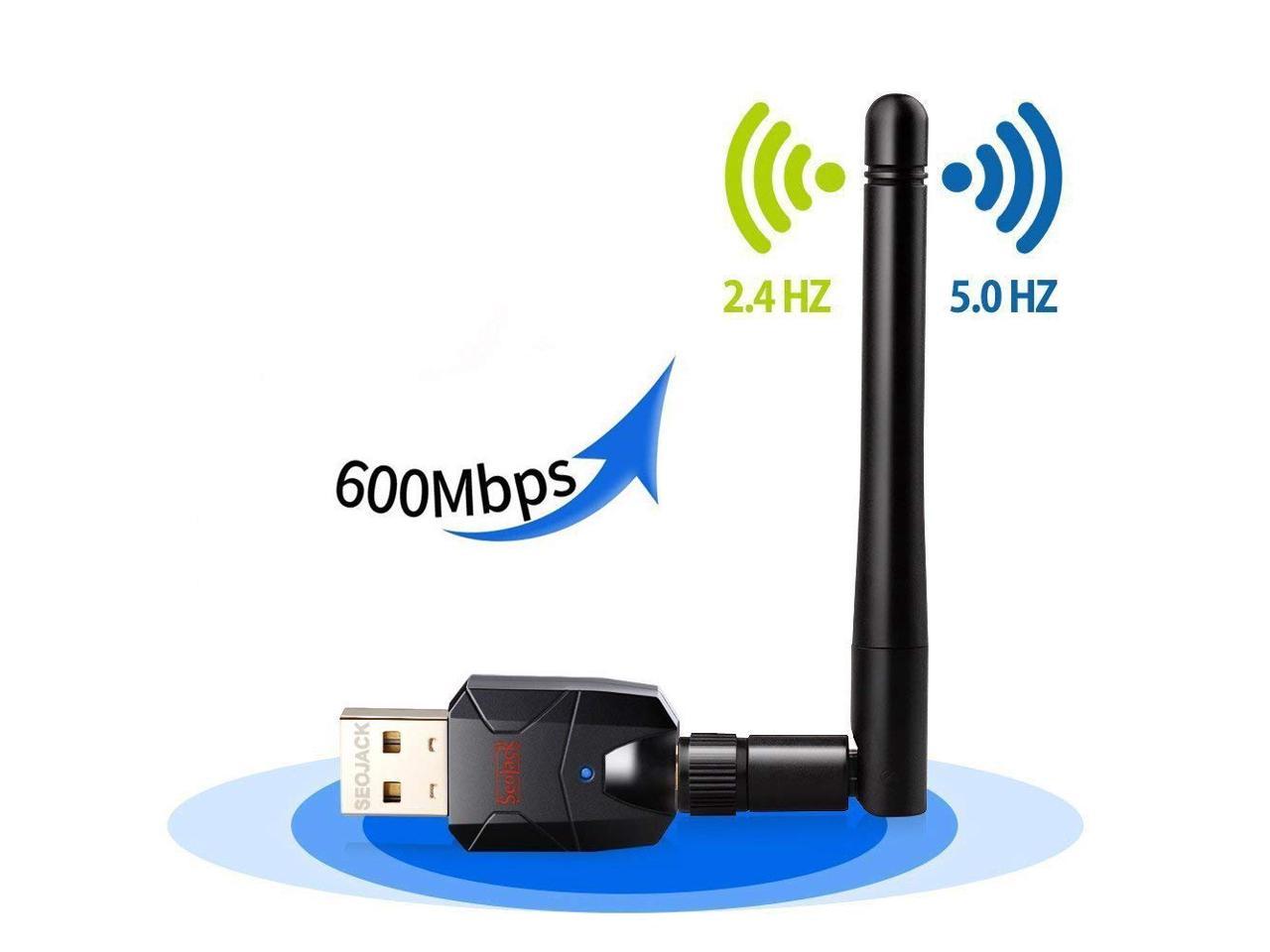600Mbps Dual Band 2.4G/150Mbps+5G/433Mbps MAC OS 10.4-10.13 LOTEKOO USB WiFi Adapter 5dBi Antenna Wireless Network Card Adapter for Desktop Laptop PC Windows 10/8.1/8/7/XP/Vista 