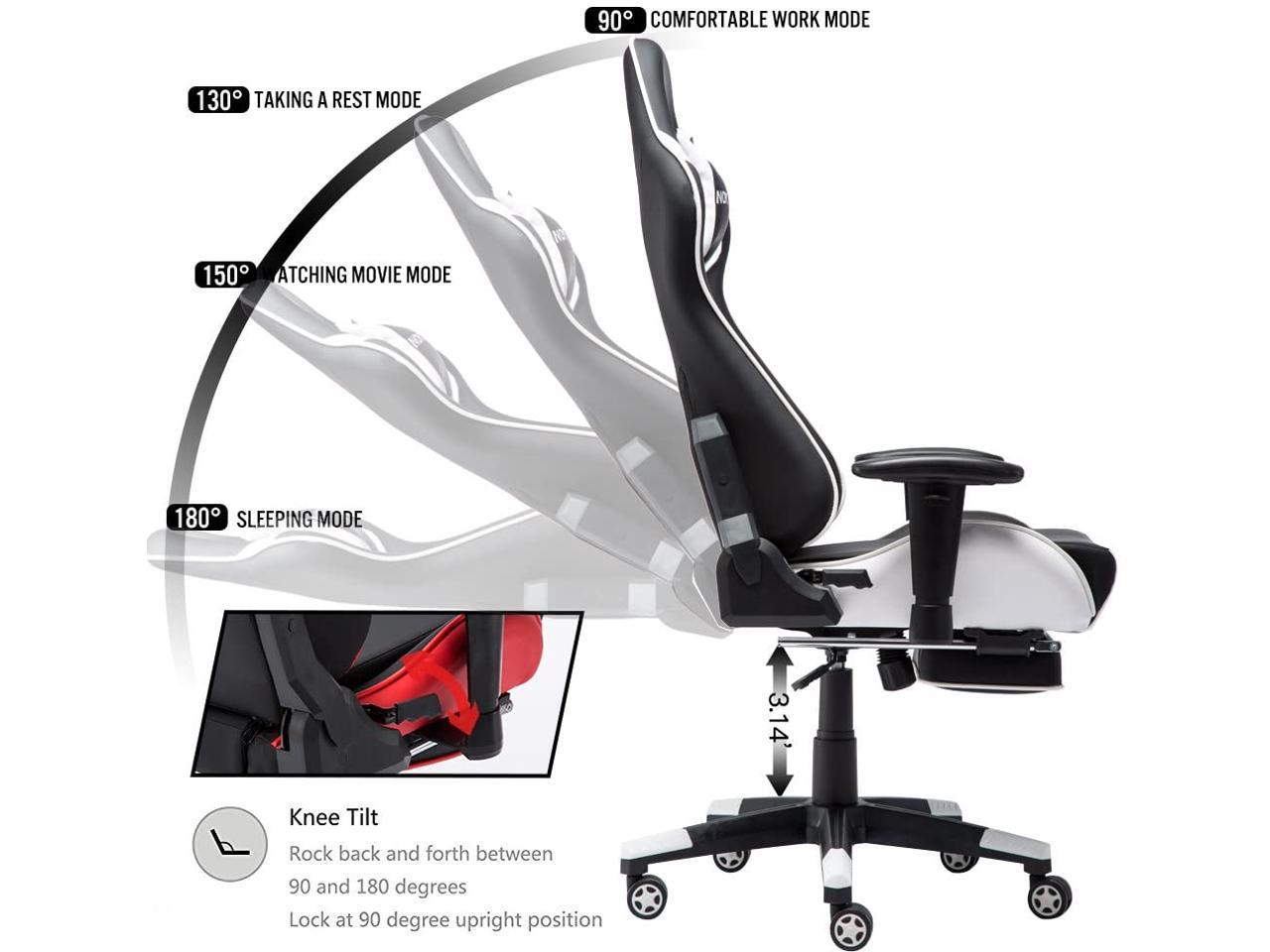 Gaming Chair Large Size High-back Ergonomic Racing Seat with Massager ...