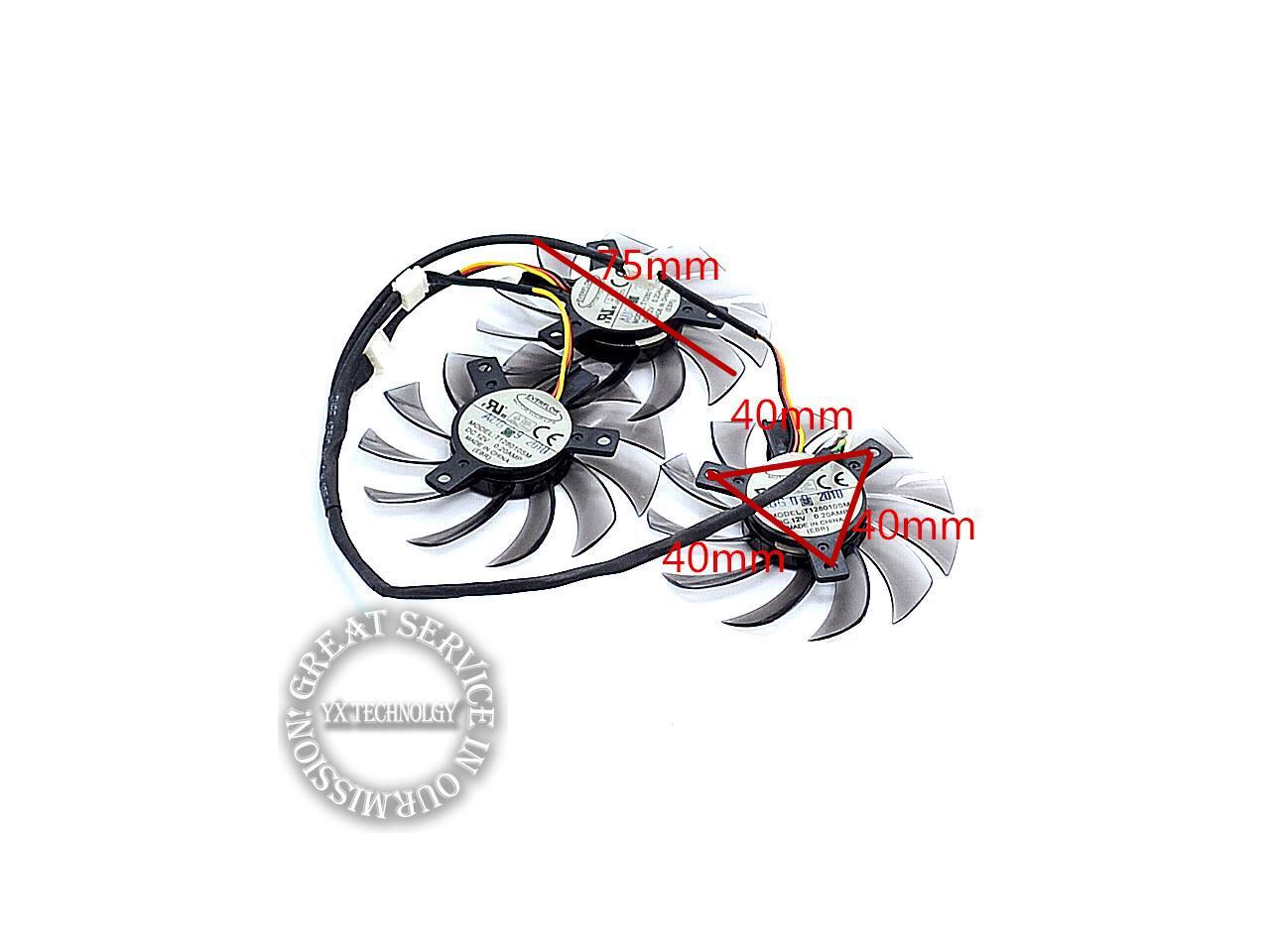 video card fan GTX460 470 570 580 670 HD5870 Graphics card fan T128010SM 5P plug 12V 0.20A 75mm