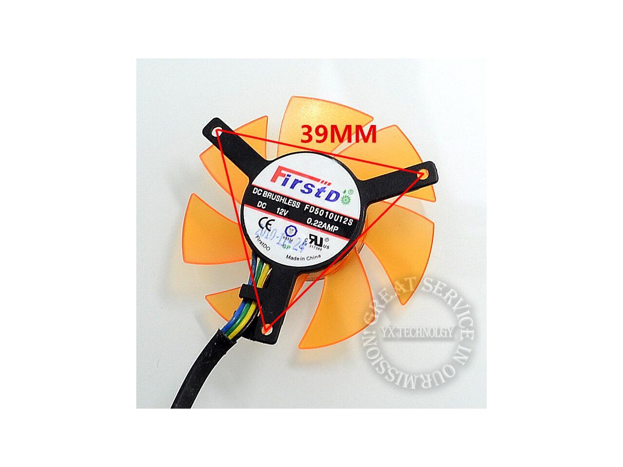 video card fan Graphics card fan 45mm diameter blades 39mm pitch 4P 12V 0.22AMP FD5010U12S