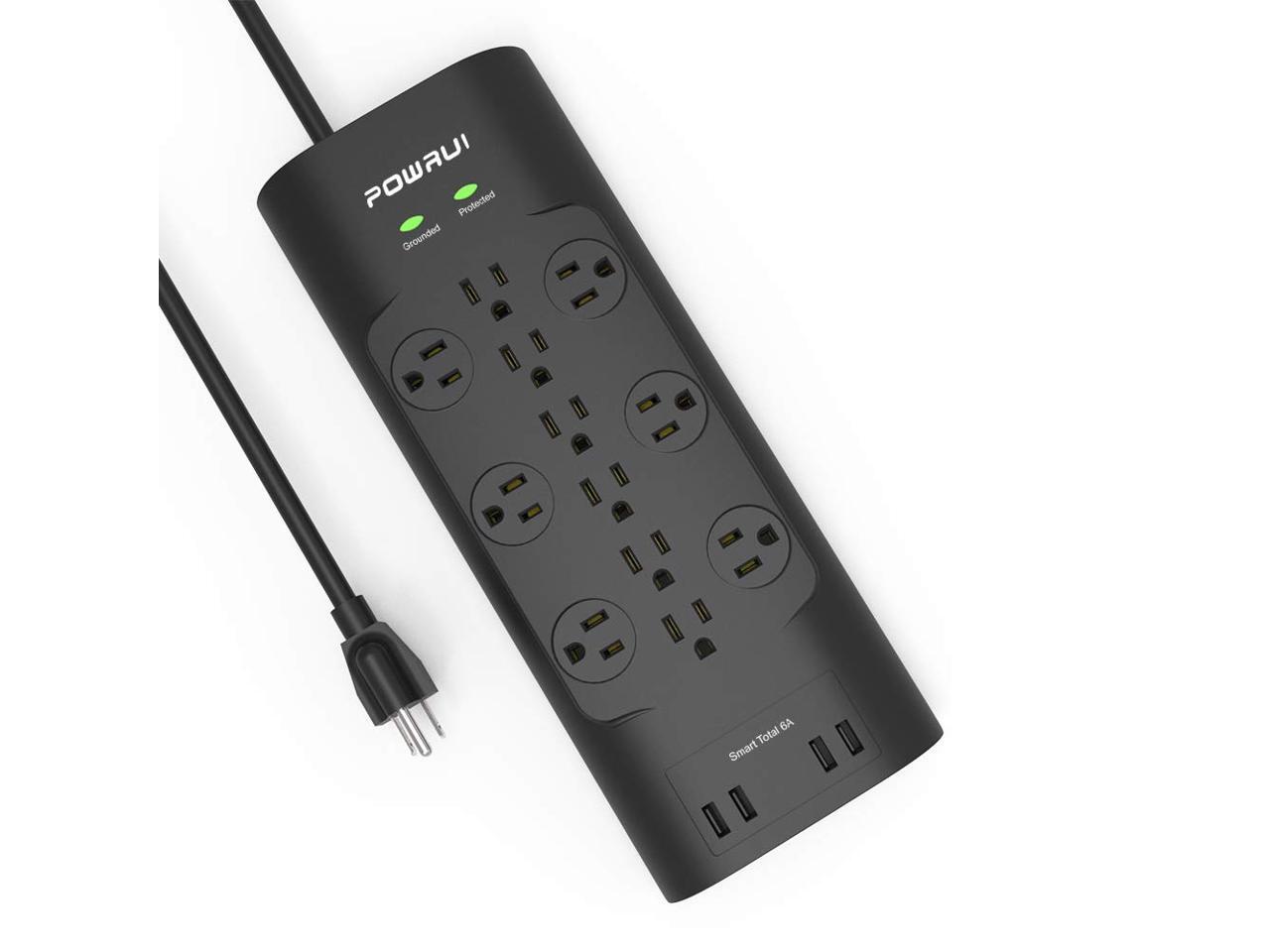 POWRUI Surge Protector(4000 Joules), Power Strip with 12Outlet and 5