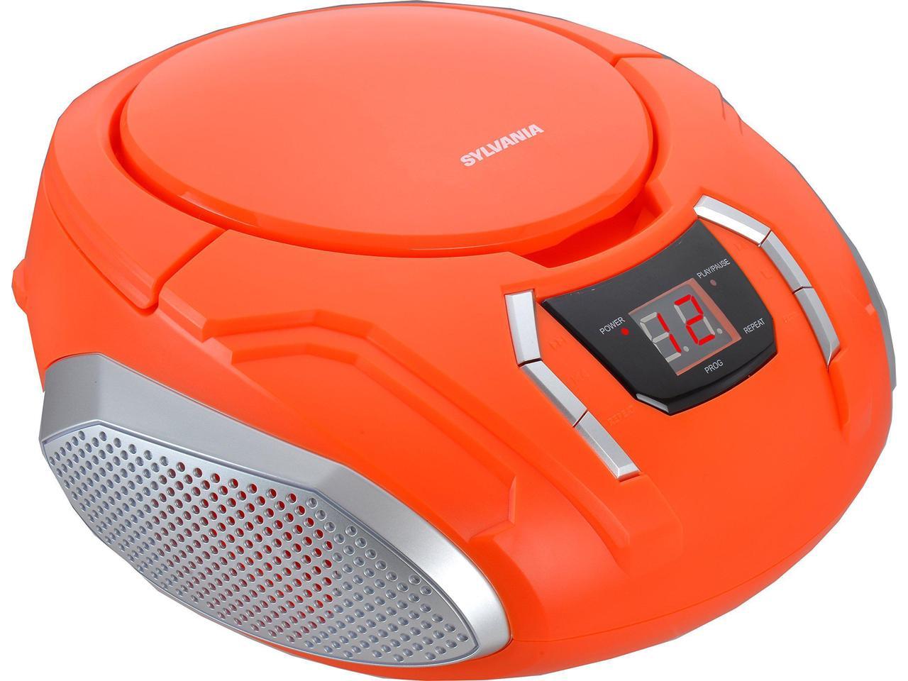 SYLVANIA(R) SRCD261-B-ORANGE Portable CD Player With AM/FM Radio ...