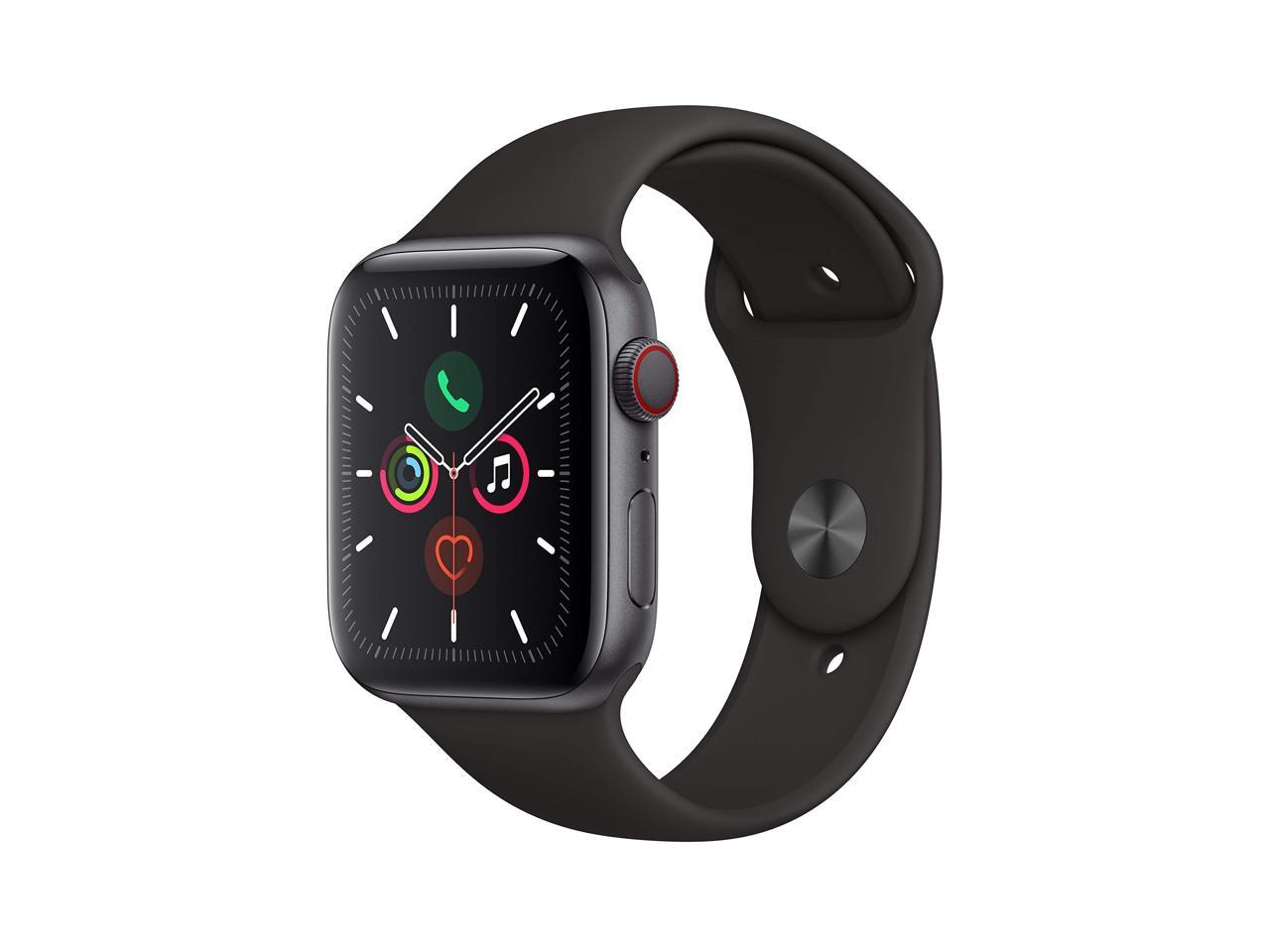 Apple Watch Series 5 (GPS + Cellular, 44mm) - Space Gray Aluminum Case with  Black Sport Band Space Gray Aluminum with Black Sport Band