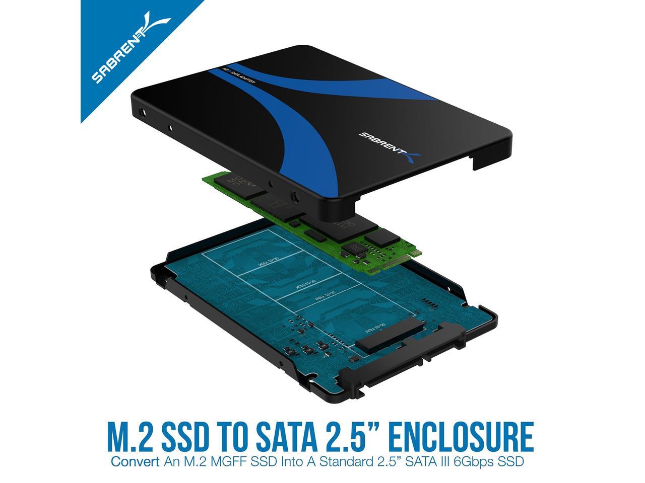 Sabrent m 2 ssd sata to 2 5 inch sata iii aluminum enclosure adapter