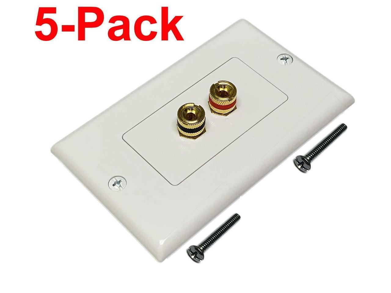 iMBAPrice (5 Pack) Premium 2 Connector Banana Wall Plate Banana Plug Binding Post Wall Plate