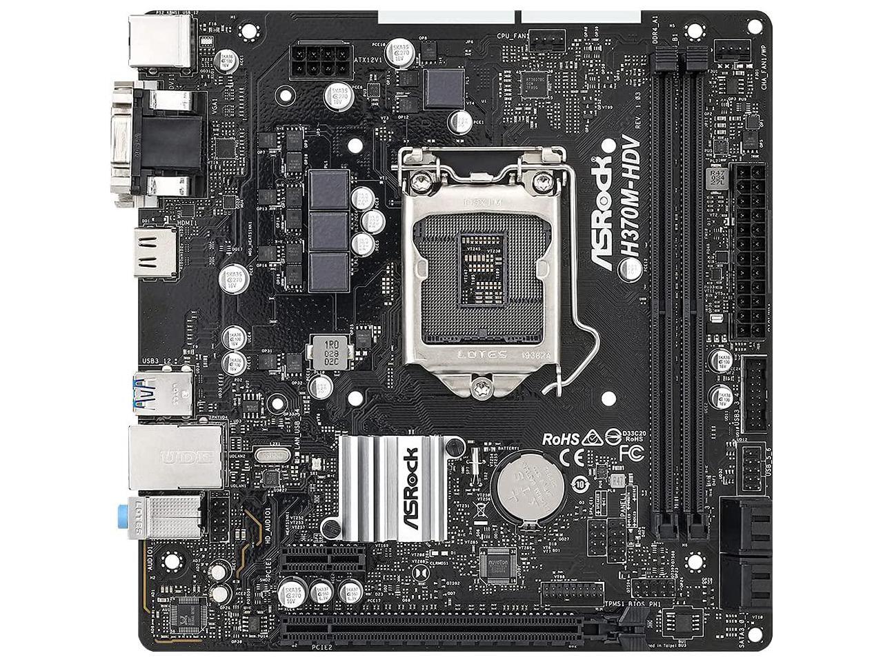 ASRock H370M-HDV Micro ATX Motherboard Intel H370 Chipset Intel LGA ...