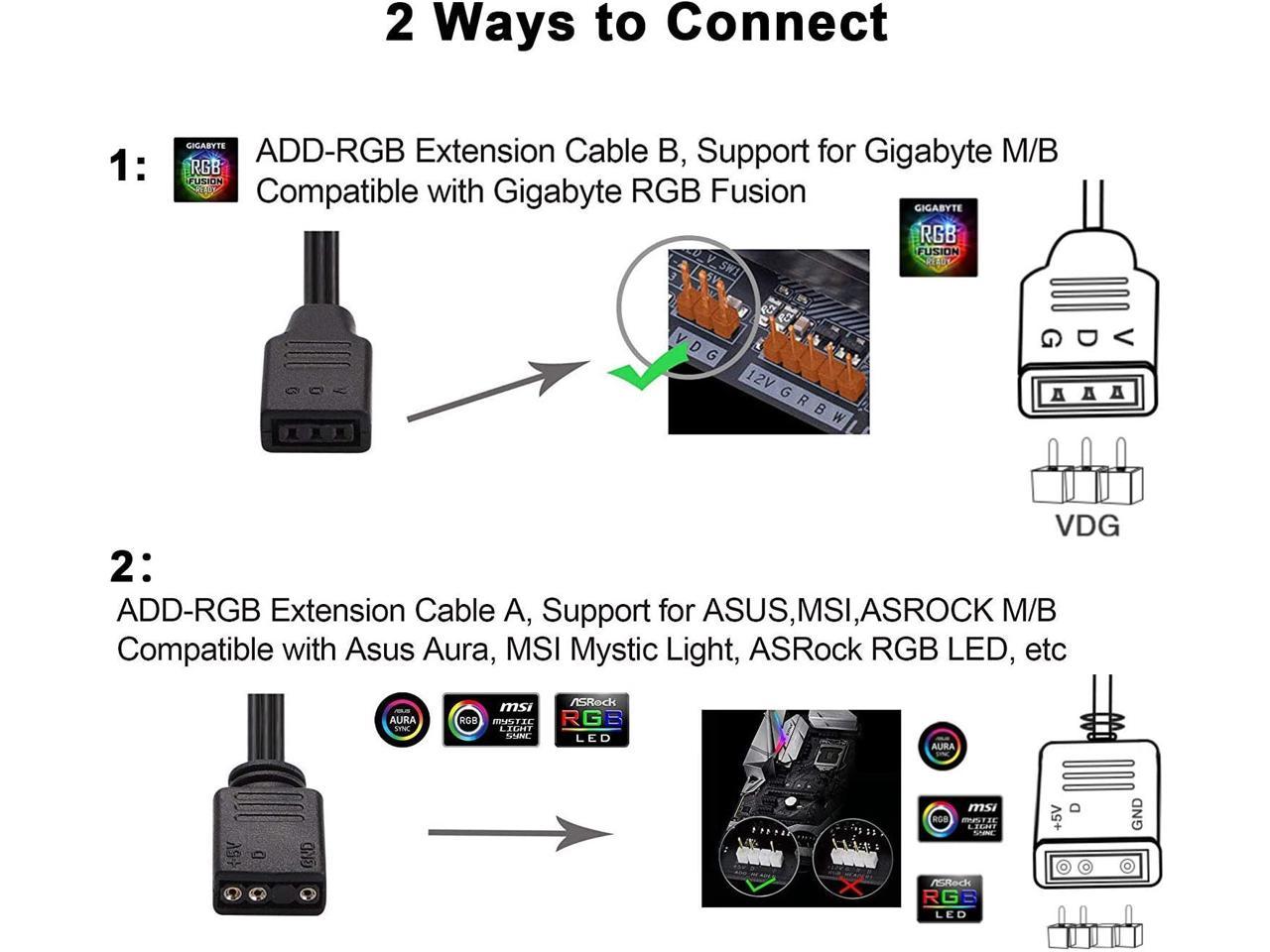 Asrock RGB LED Motherboard Control 12V 4pin RGB Compatible with ASUS Halo LYEJM RGB LED Strips MSI Mystic Light LYEJM LED Strips for retrofit PC enclosures Gigabyte RGB Fusion 