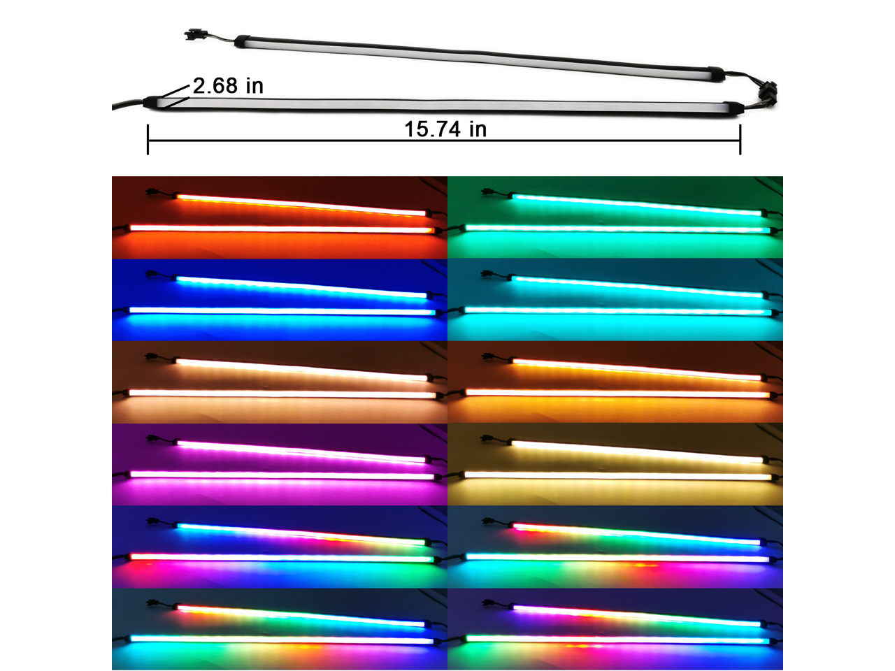 Airgoo NEON Addressable RGB PC LED Light Strips, 2x15.7inch WS2812B