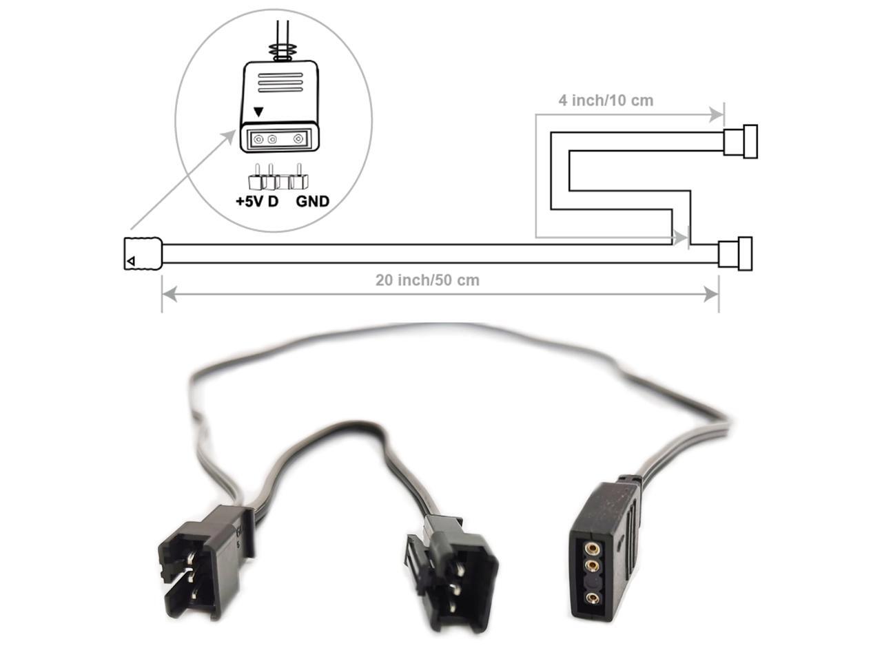 Airgoo 3Pin ARGB Spliter, for ASUS Aura SYNC, MSI Mystic Light Sync