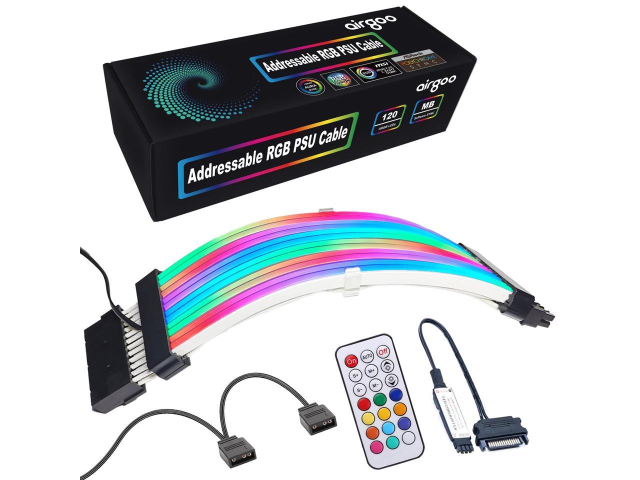 Airgoo Addressable Rgb Psu Cable Extension Kit 24 Pin Atx Cable With