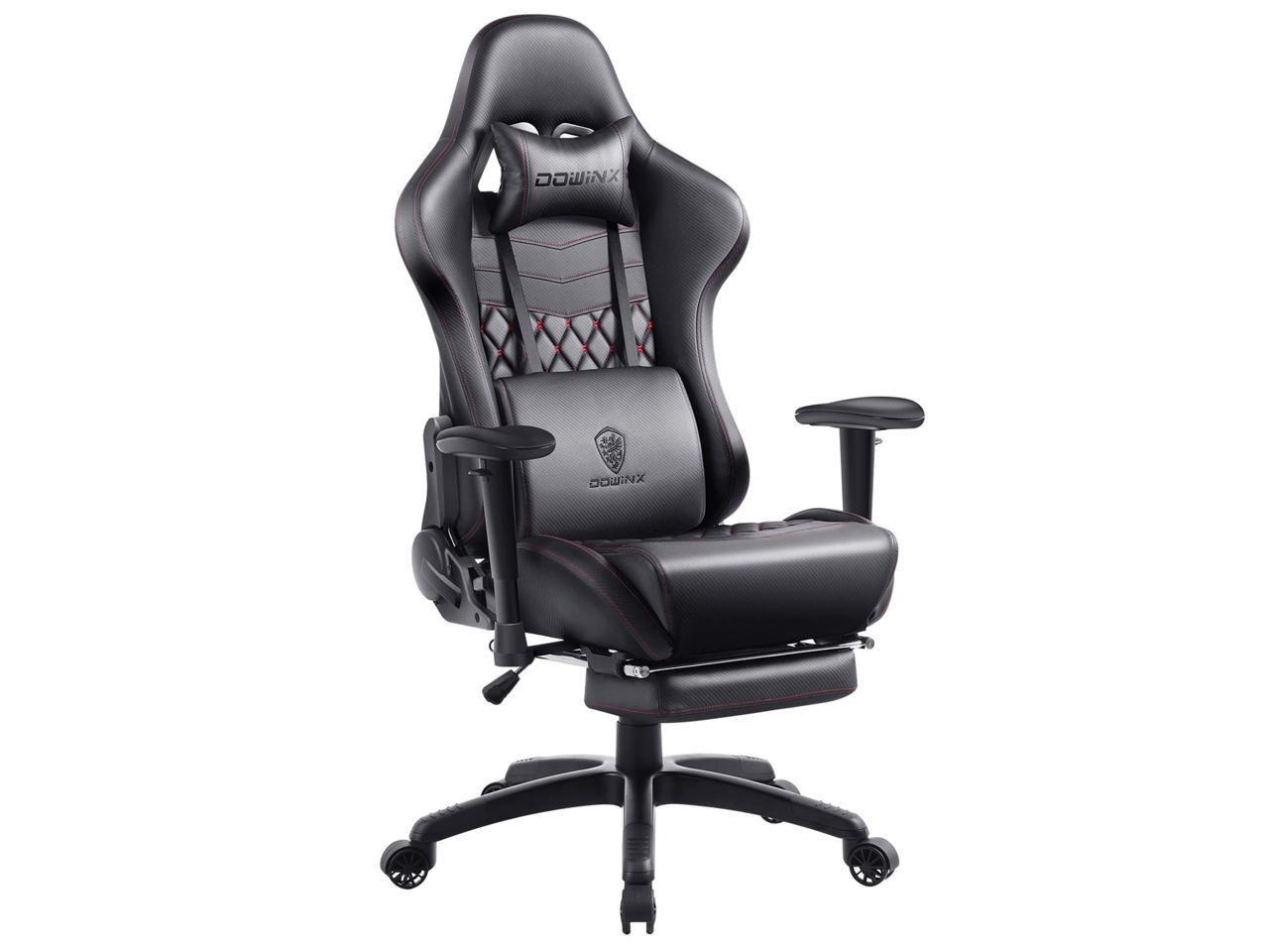 Dowinx Gaming Chair Ergonomic Racing Style Recliner With Massage Lumbar Support Office Armchair For Computer Pu Leather With Retractable Footrest Black Newegg Com