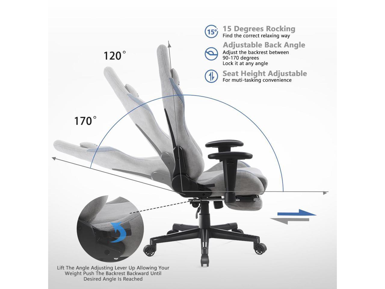 Breathable Fabric High Back Adjustable Swivel Task Chair with Footrest Blue Dowinx Gaming Chair Office Chair with Massage Lumbar Support