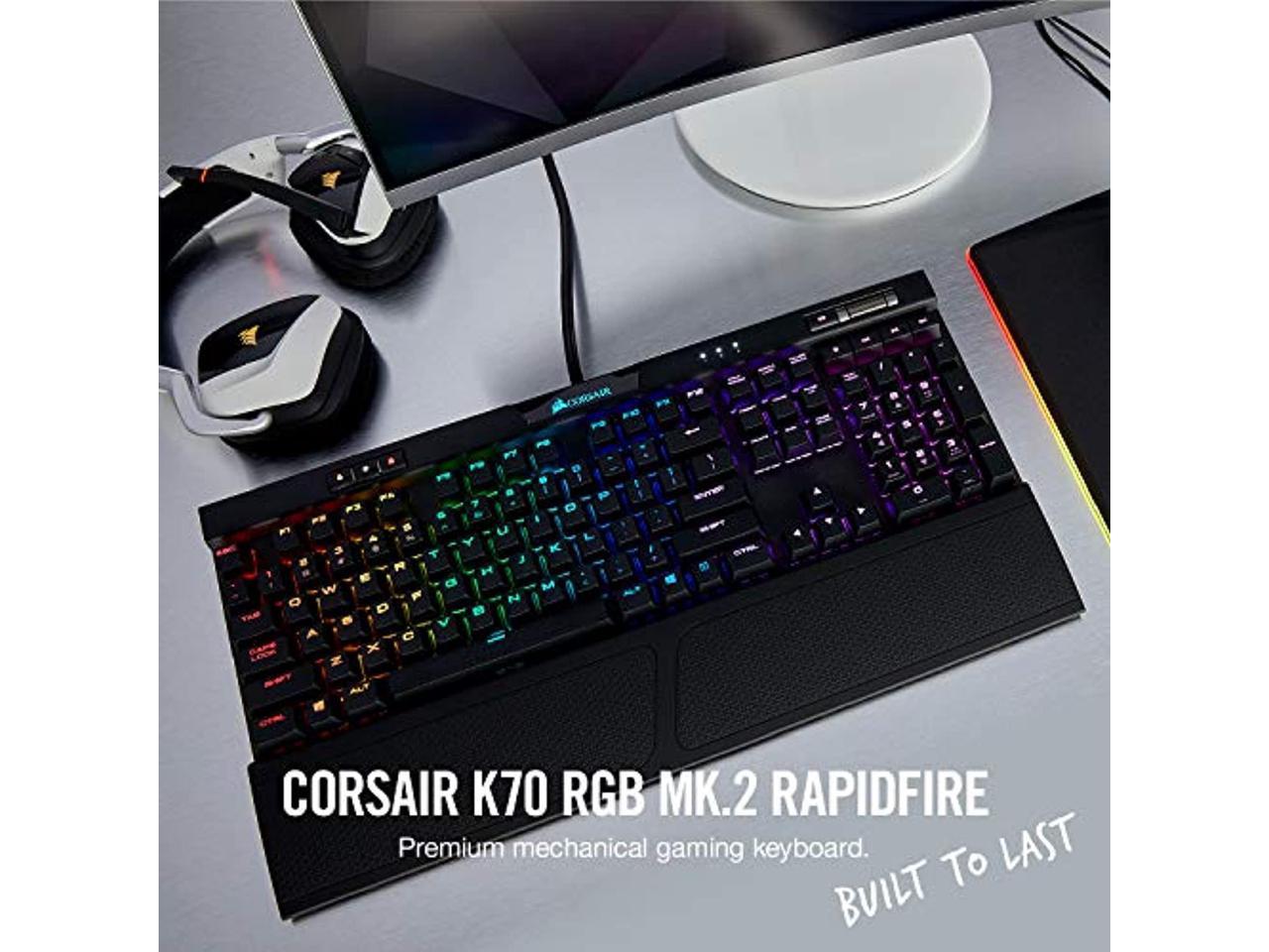 Corsair K70 RGB MK.2 Rapidfire Mechanical Gaming Keyboard - USB Passthrough  and Media Controls - Fastest and Linear - Cherry MX Speed - RGB LED 