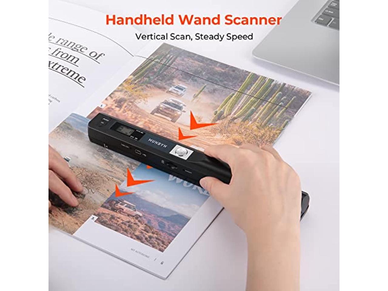 MUNBYN Portable Scanner, Photo Scanner for A4 Documents Pictures Pages Texts  in 900 Dpi, Flat Scanning, Include 16G SD Card, Wand Document Scanner  Uploads Images to Computer Via USB (MU-IDS001-BK-US) - Newegg.com