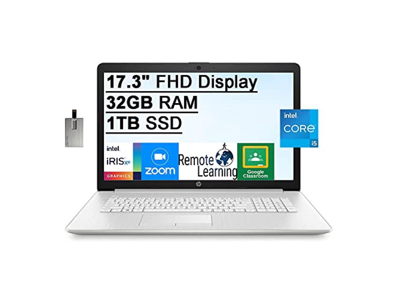 2022 HP 17.3" FHD IPS Display Laptop Computer, 11th Intel Core i5-1135G7  Processor, 32GB RAM, 1TB SSD, Backlit Keyboard, Intel Iris Xe Graphics, HD  Webcam, Windows 10, Silver, 32GB SnowBell USB Card -