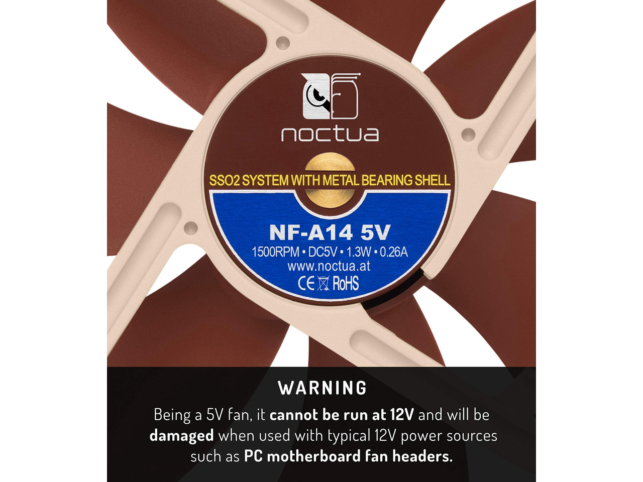 Noctua NF-A14 5V Lüfter – Leiser 140mm Premium-Lüfter Mit USB-Kabel
