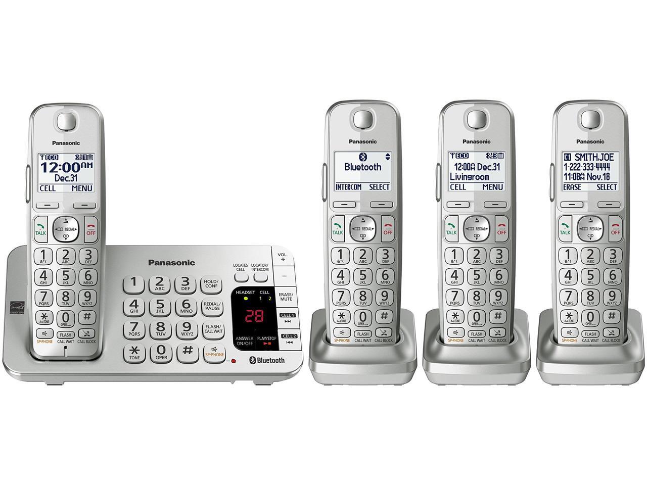 Panasonic KXTGE475S 5 Handset Link2Cell Bluetooth Cordless Phone with