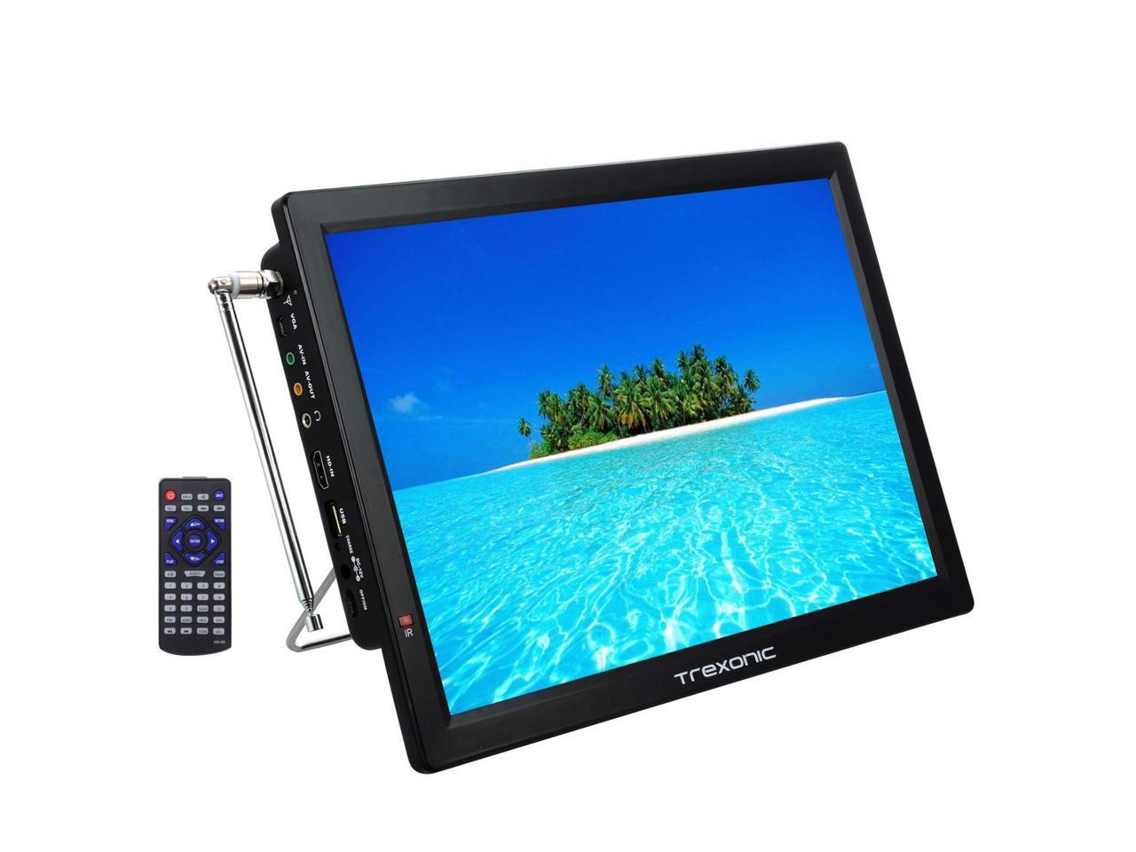 Trexonic Portable Rechargeable 14" LED TV with HDMI, SD/MMC, USB, VGA