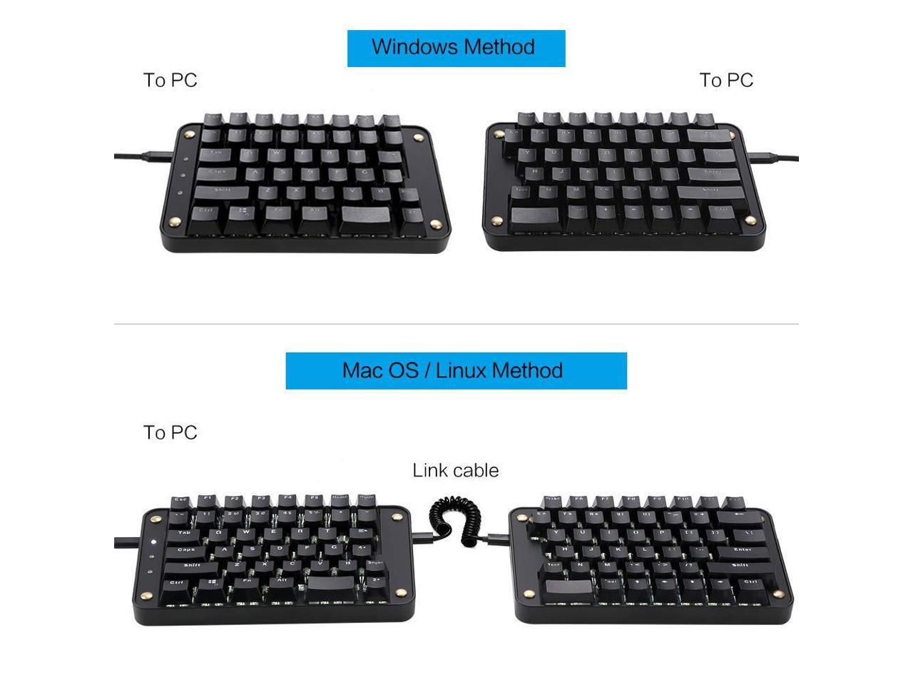 Koolertron Programmable Split Mechanical Keyboard, All 89 Keys Programmable  Ergonomic Keypad with OEM Gateron Black Switch, 8 Macro Keys - [SMKD62] 