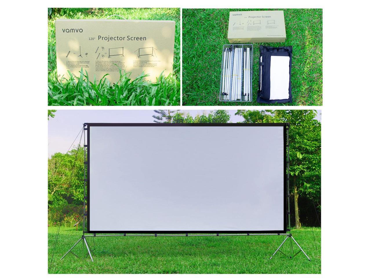 Vamvo Outdoor Indoor Projector Screen with Stand Foldable Projector Screen 