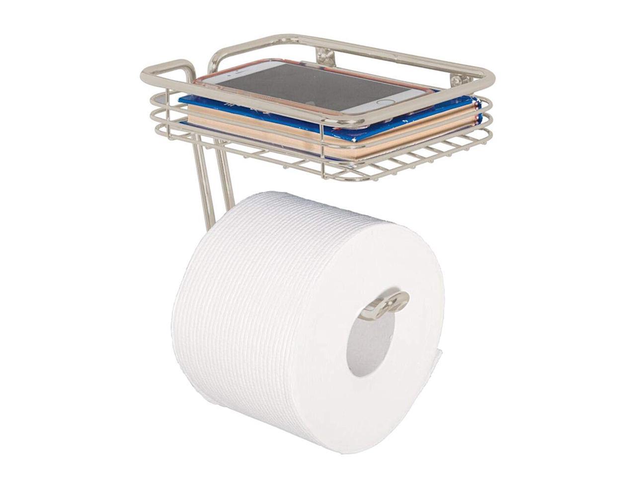 Toilet Tissue Paper Holder and Multi-Purpose Shelf Wall Mount Storage Organizer 