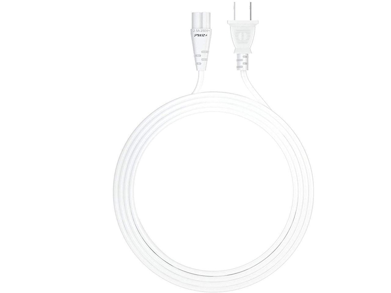 Pwr+ TV Power Cord 12Ft Cable for Samsung LG TCL Sony 2 Prong AC Wall