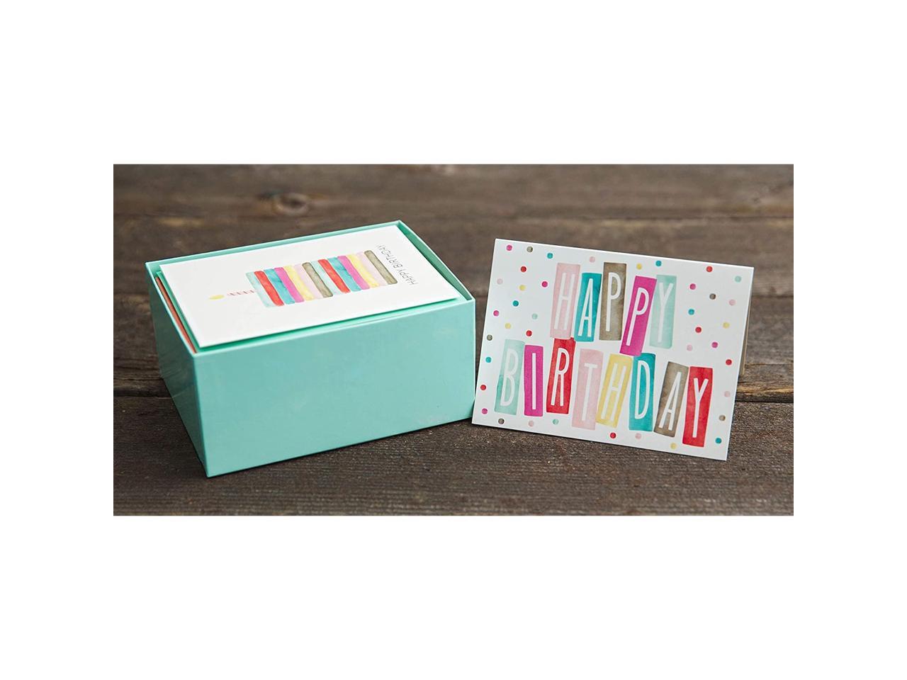 Assorted Blank Birthday Cards for Women and Kids in a Boxed Card Pack 48pc Happy Birthday Card with Envelopes Box Set Men Watercolor Bulk Birthday Cards Multipack Assortment