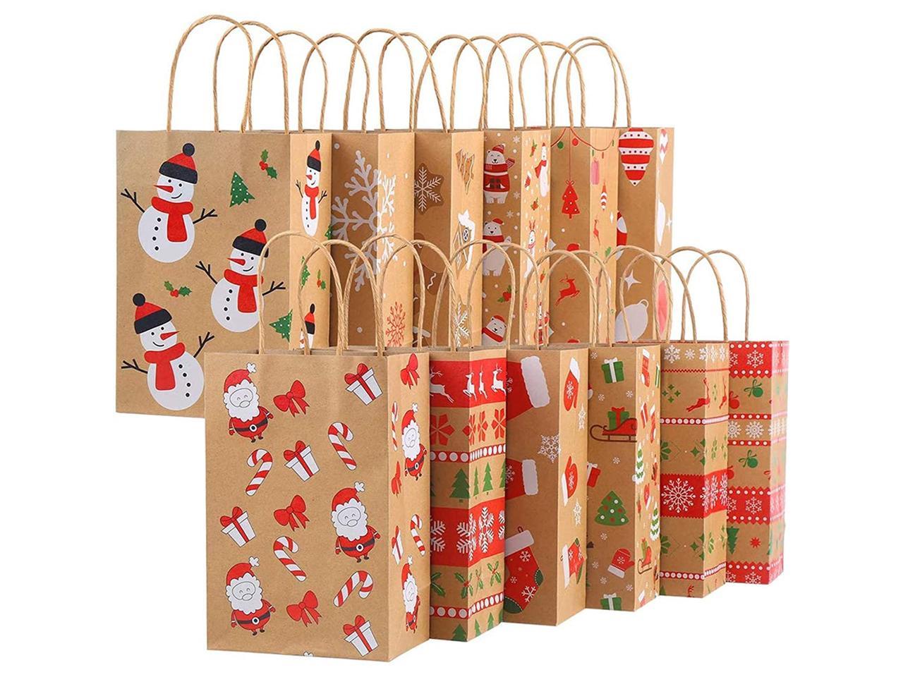 24pcs Kraft Paper Gift Bags for Christmas Party Gift Packing Supply CCINEE Christmas Treat Bags