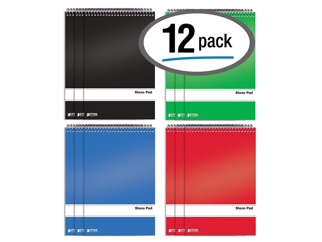 Spiral Steno Pads, 12 Pack, 6 x 9 inches, 80 Sheets, White Paper, Gregg