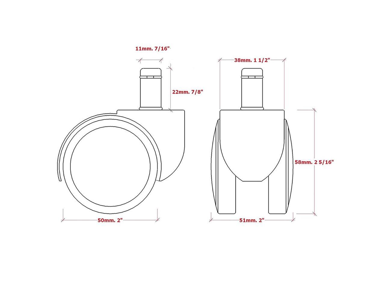 Copapa 5PCS 2 Inch 11mm Universal Standard Size Roller Office Chair Replacement Wheels, Floor