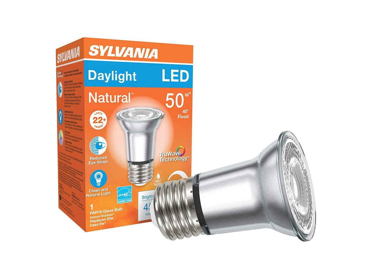Ledvance Sylvania Led Truwave Natural Series Par16 Light Bulb, 50W  Equivalent Efficient 6W, Medium Base, Dimmable 5000K Daylight, 1 Pack,  Silver (40931) - Newegg.com