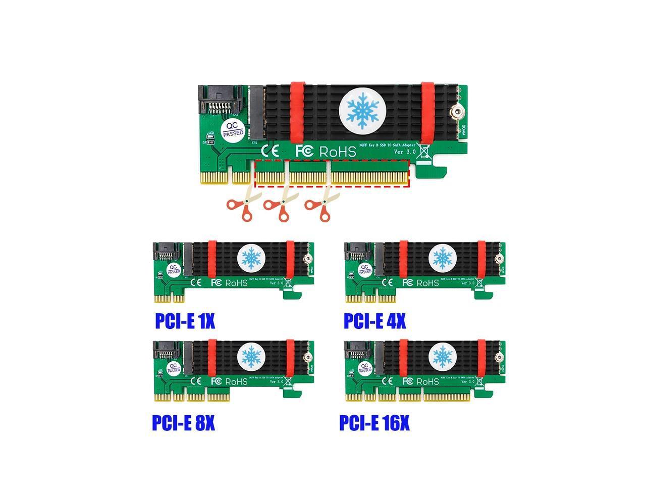 NGFF M.2 B Key SATA Bus SSD to SATA3 Adapter PCI Express x1 x4 x8 x16