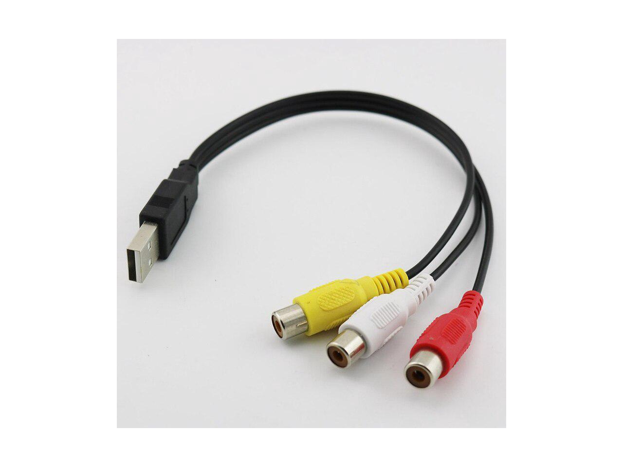 1Pc Usb Male Plug To 3 Rca Female Adapter Audio Converter Video Av A/V