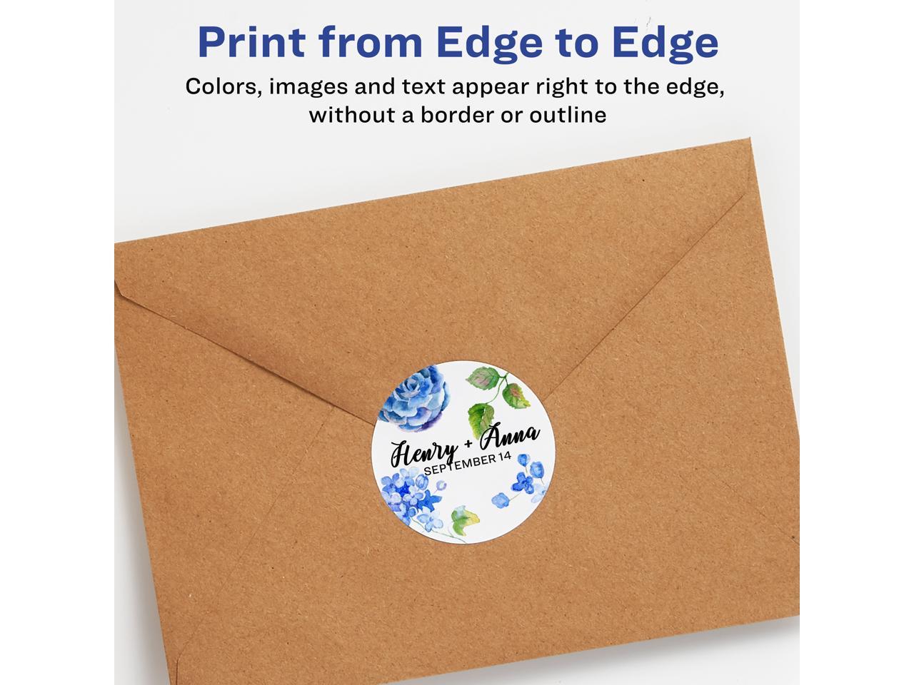 Avery 22877 2 in. Dia. Print to the Edge Easy Peel Round Labels, White