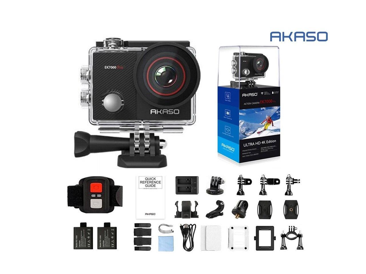 Akaso Ek7000 Pro 4k Action Camera With Touch Screen Eis Adjustable View Angle 40m Waterproof Camera Remote Control Sports Camera With Helmet Accessories Kit Newegg Com