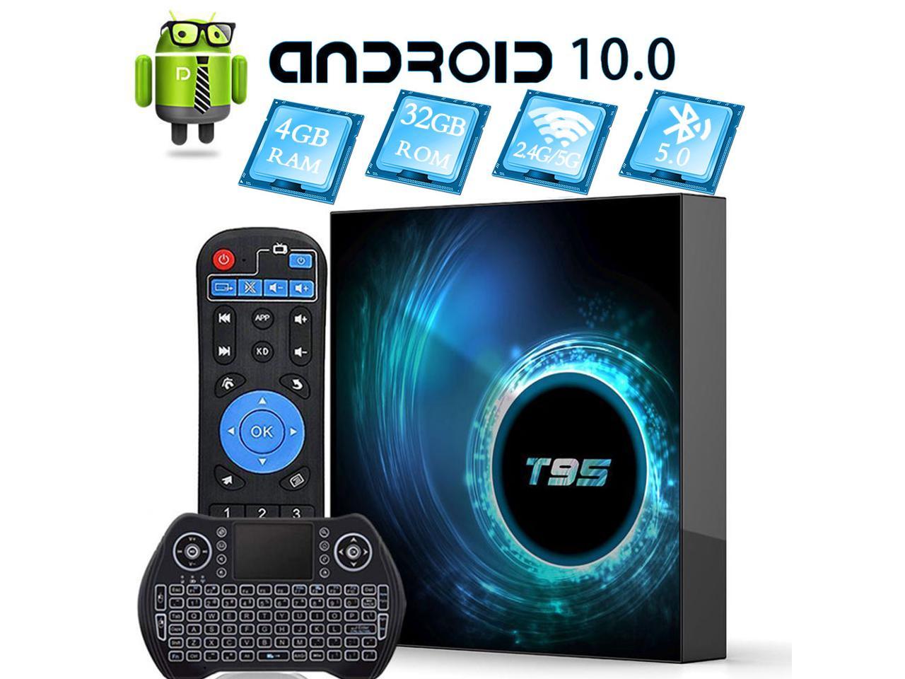 Android TV Box 10.0,4GB RAM 128GB ROM 6K H616 Android Stream TV Box with Mini Wireless Backlit Keyboard,Support Dual WiFi 2.4G/5G,BT 5.0,Ultra HD,H.265,3D Smart Media Player 2020 