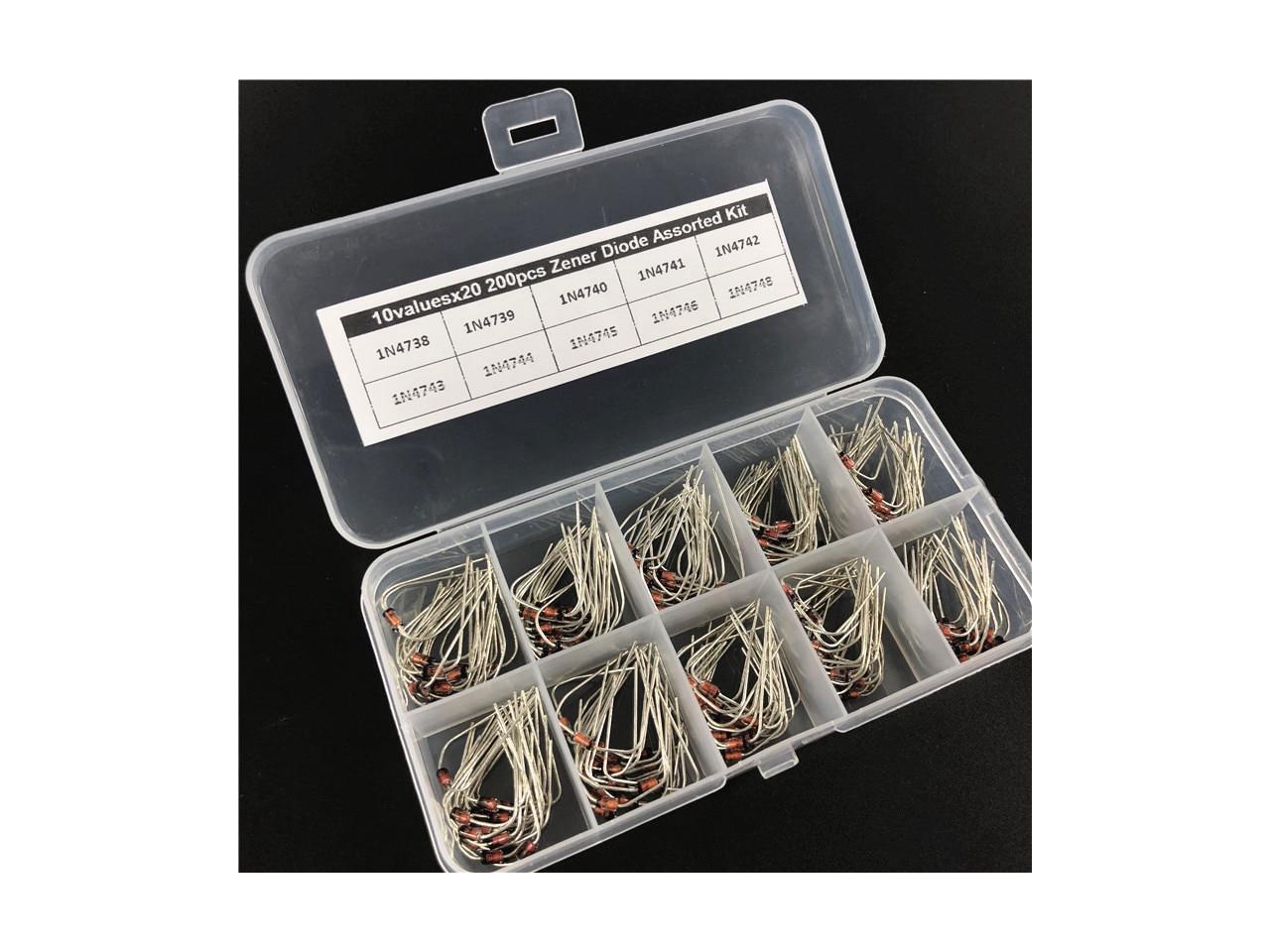 20Values x20 400pcs Zener Diode Assortment Electronic kit 1N4728~1N4748 1W DO-41 with 2 Storage Box