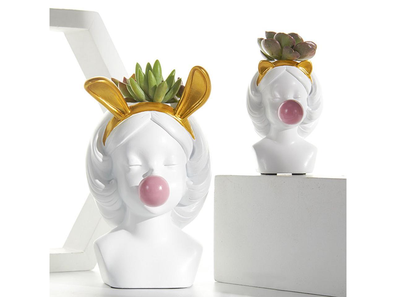2x Cute Girl Flower Pot Succulent Planter Pot Pen Holder ...