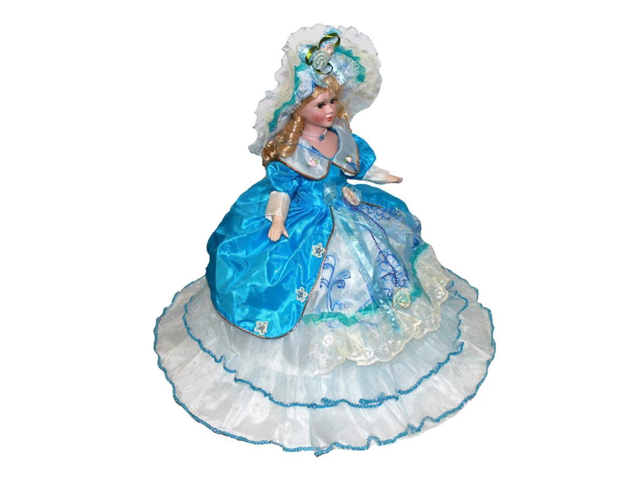 Elegant Victorian Porcelain Doll Splicing Doll 18inch Blue Dress Kids Gifts