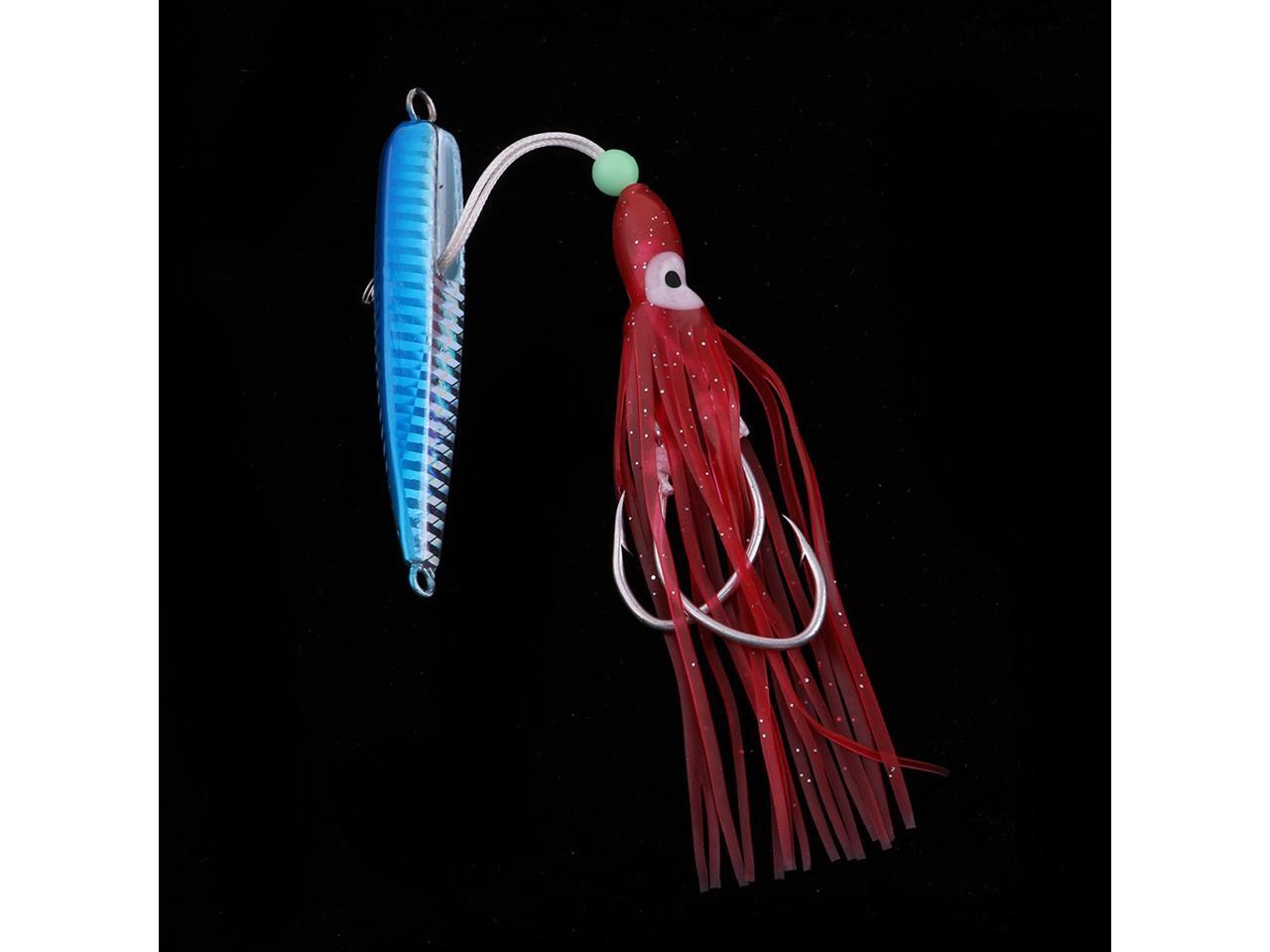 100g Artificial Iron Plate Lures Cuttlefish Skirts Baits with Squid Hook
