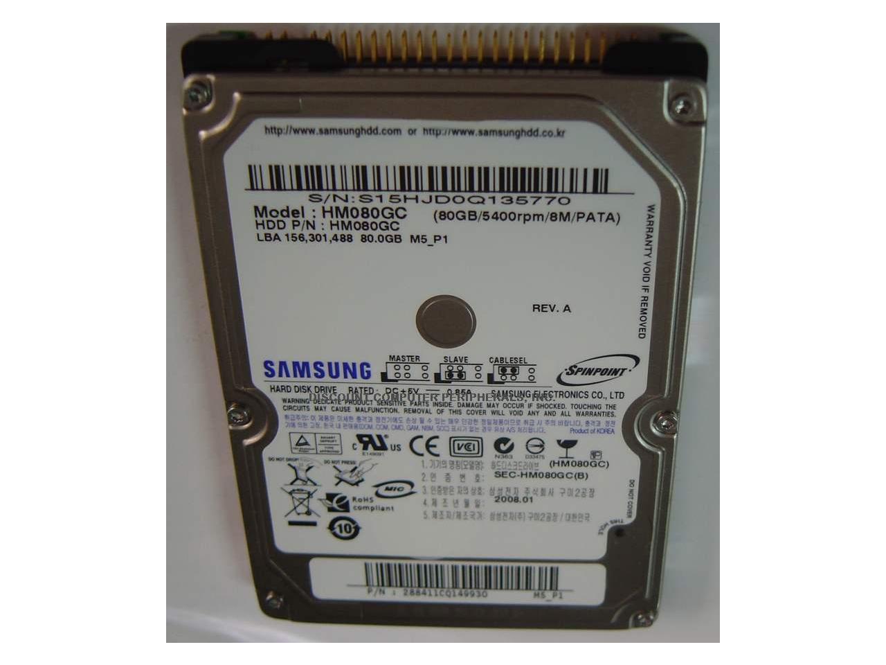 SAMSUNG Spinpoint M Series HM080GC 80GB 5400 RPM 8MB Cache IDE Ultra