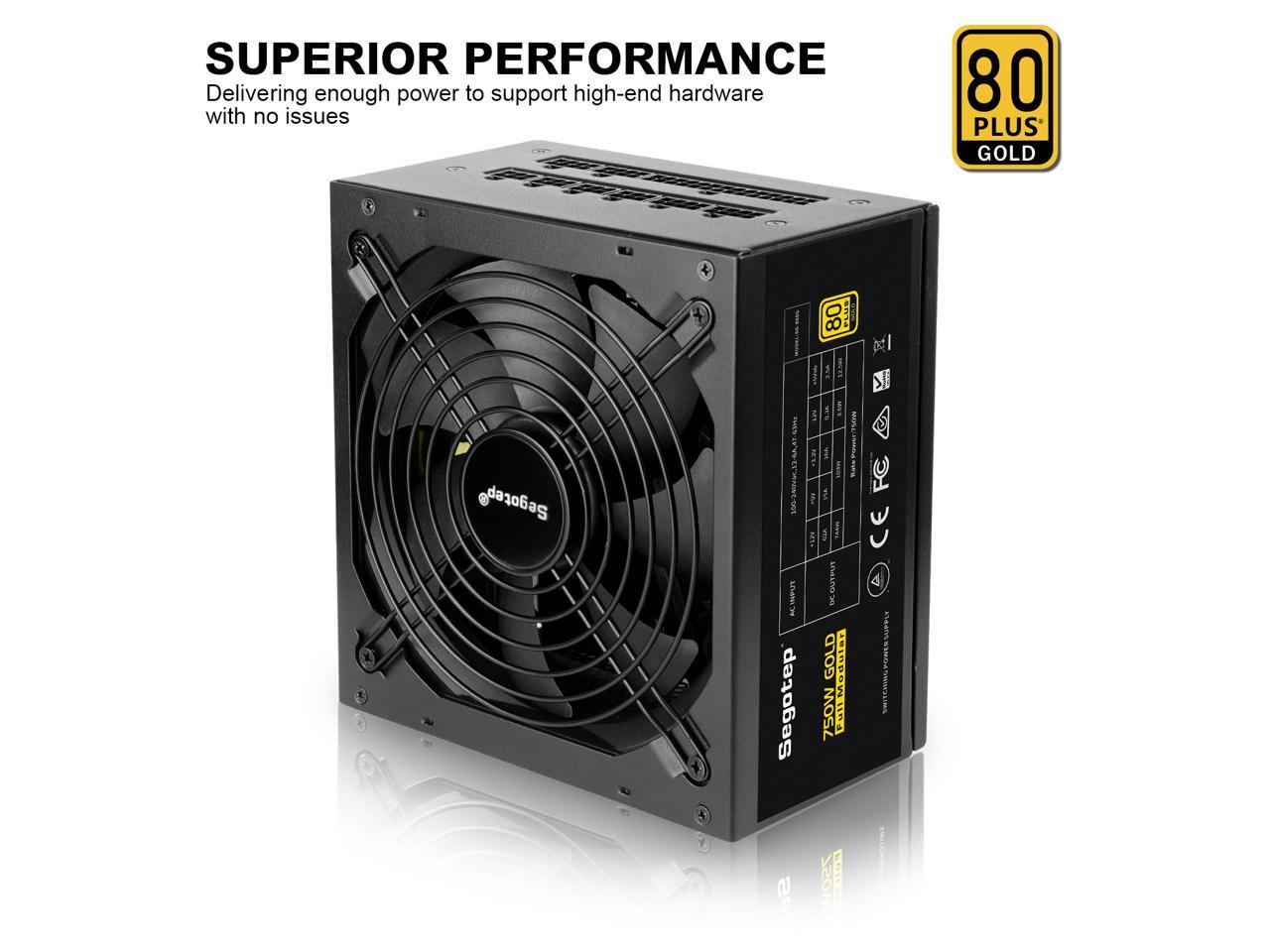 Segotep 850W Fully-Modular Gaming Power Supply 80 Plus Gold Certified PSU with Silent 140mm Fan 