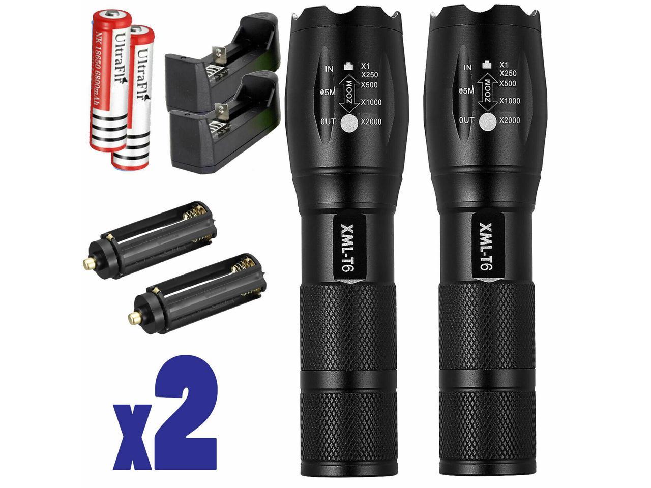 Ultrafire Tactical 150000LM T6 Power LED Zoom Police Flashlight+18650&Charger US 