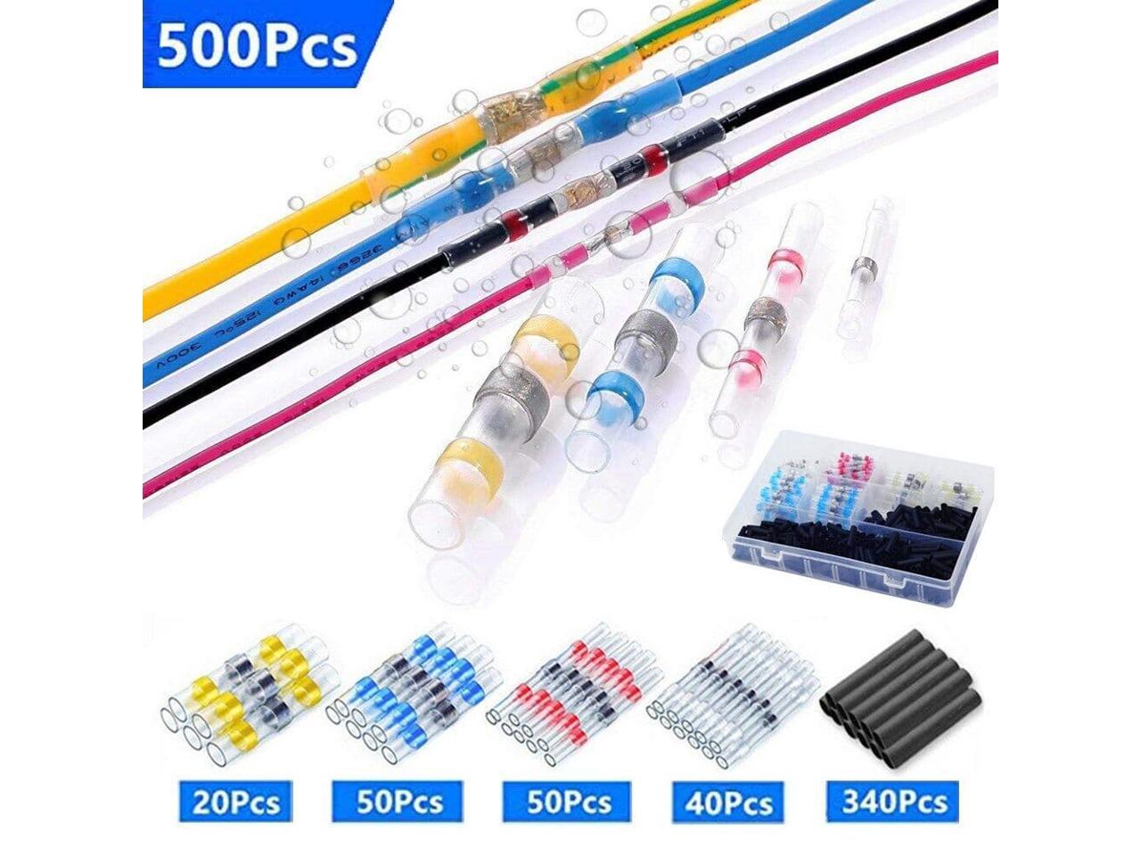 50Pcs White Waterproof Solder Sleeves Heat Shrink Wire Butt Terminals With Box