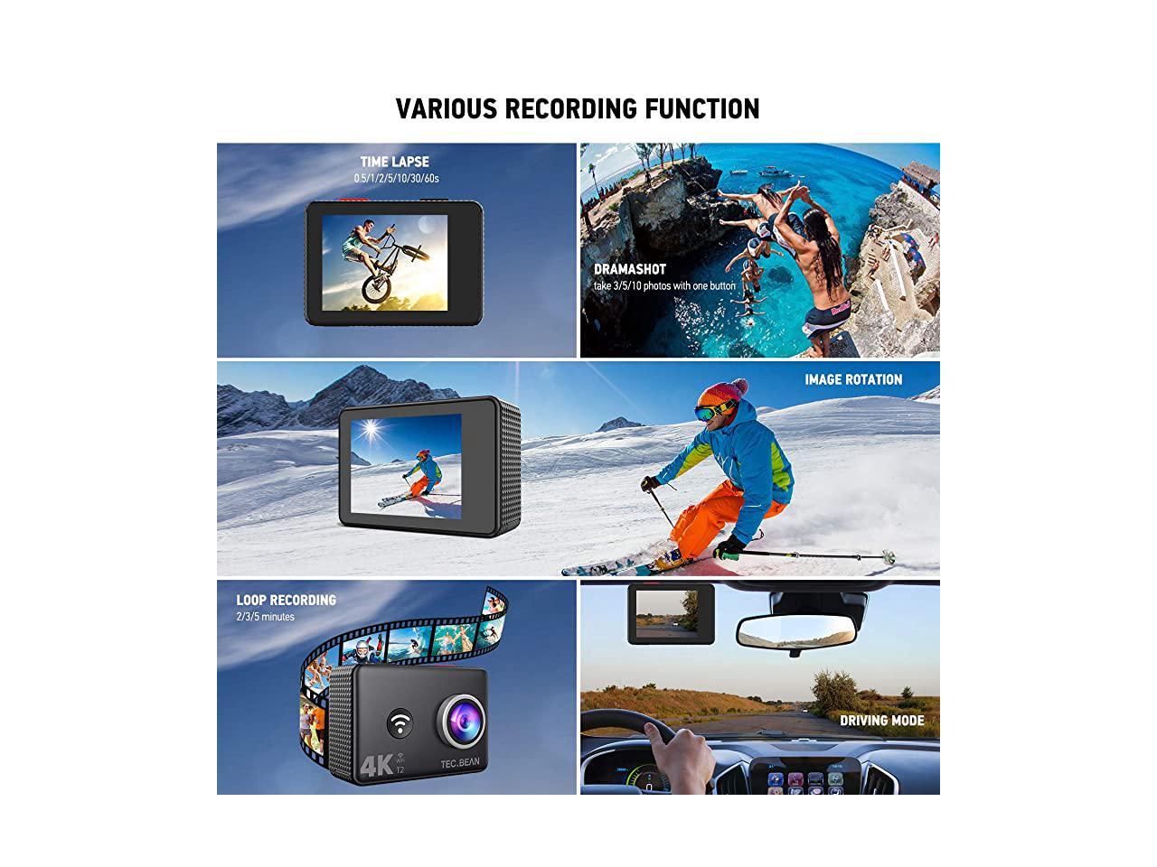 4k Action Camera 45m Waterproof Camera Eis 170wide Angle 4x Zoom Wifi Underwater Camera With Remote And Mounting Accessories Kit Compatible With Go Pro Newegg Com
