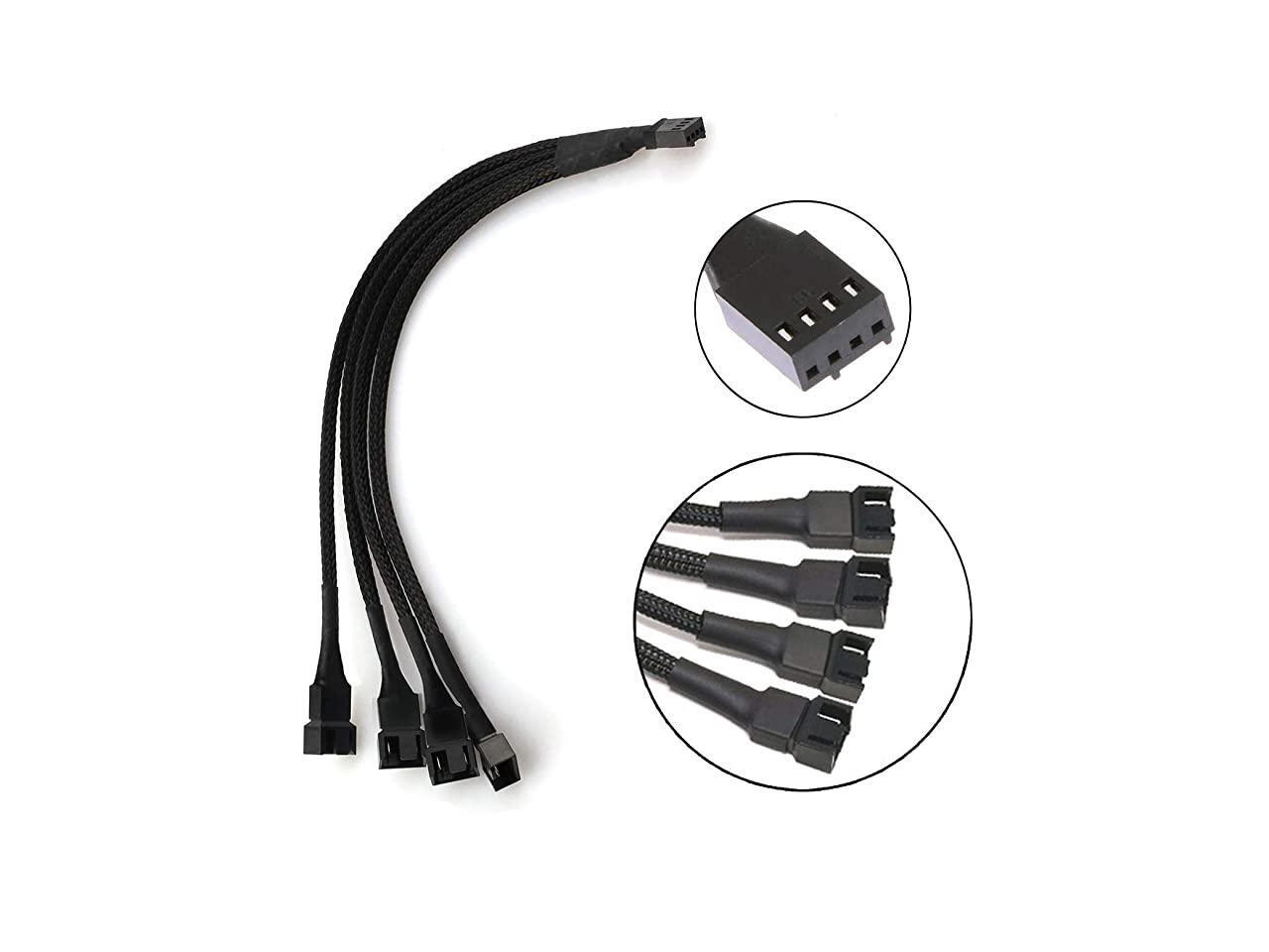 PWM Fan Splitter , 4 pin Adapter Cable Sleeved Braided Y Splitter