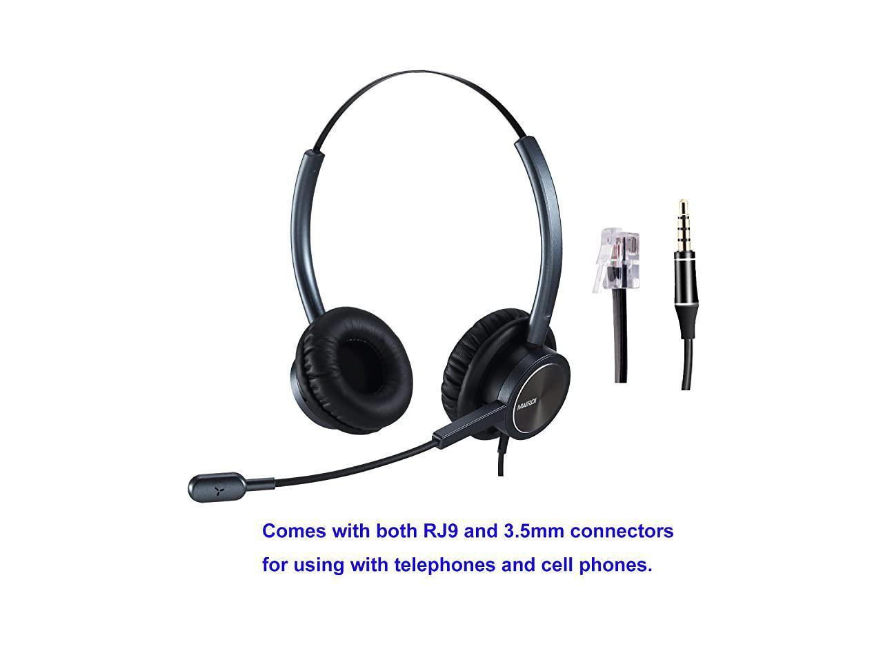 RJ9 Headset With Microphone Adjustable Headband Telephone For Call Center 