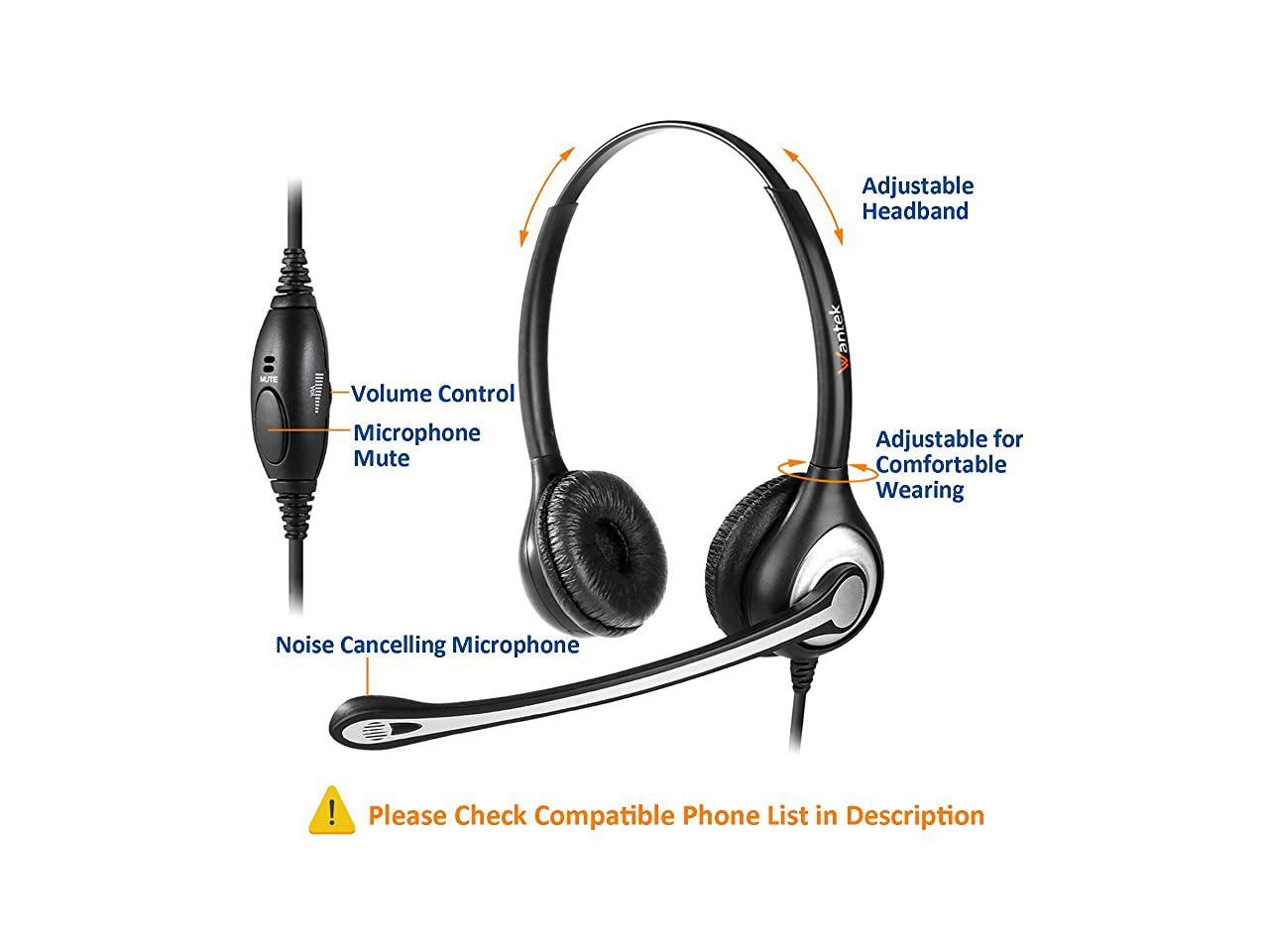 Corded Telephone Headset Dual wNoise Canceling Mic for ShoreTel ...